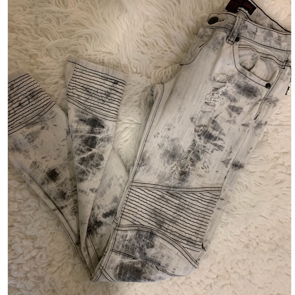 Material Girl biker denim.